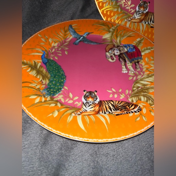 Williams Sonoma Palace RAJ Dinner Plates  Set of 5 Tiger Elephant Peacock & Bird - Picture 4 of 14